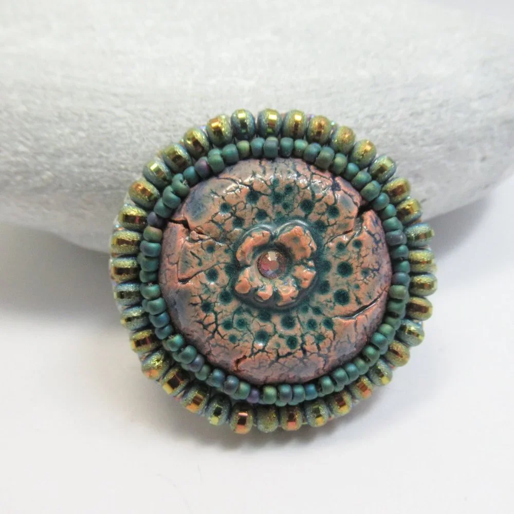 Handmade Cabochon Flower Brooch